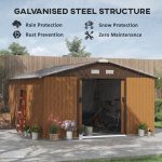 Outsunny Outdoor Storage Shed Yellow 11′ x 13′ Galvanized Steel - Image 8