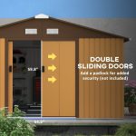 Outsunny Outdoor Storage Shed Yellow 11′ x 13′ Galvanized Steel - Image 3