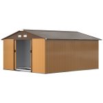 Outsunny Outdoor Storage Shed Yellow 11′ x 13′ Galvanized Steel - Image 6