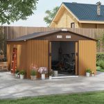 Outsunny Outdoor Storage Shed Yellow 11′ x 13′ Galvanized Steel - Image 7