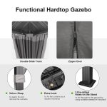 Patioslife Hardtop Pergola Gazebo Grey 10 ft×12 ft Aluminum Frame Galvanized Steel Roof - Image 4