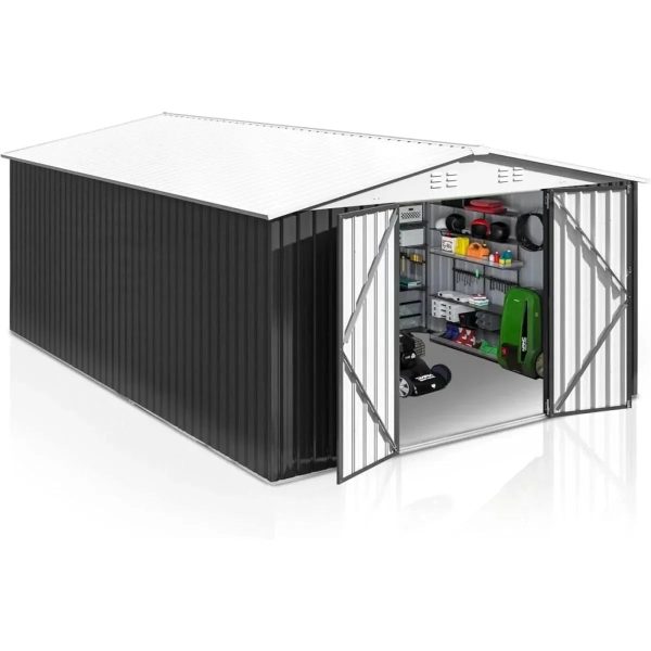 Patiowell 10 x 12 ft. Metal Outdoor Storage Shed, 119 sq. ft. - Prioka