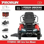 PRORUN PZT60V42 60V 42-inch Brushless Electric Zero Turn Riding Lawn Mower - Image 5