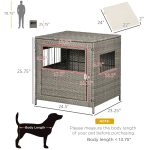 Rattan Dog Crate, Wicker Dog Cage with Lockable Door and Soft Washable Cushion, Dog Kennel Furniture for Small Sized Dogs, Grey - Image 4