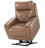 Raze Leather Power Lift Recliner With Articulating Headrest And Lumbar In Light Brown - Image 3