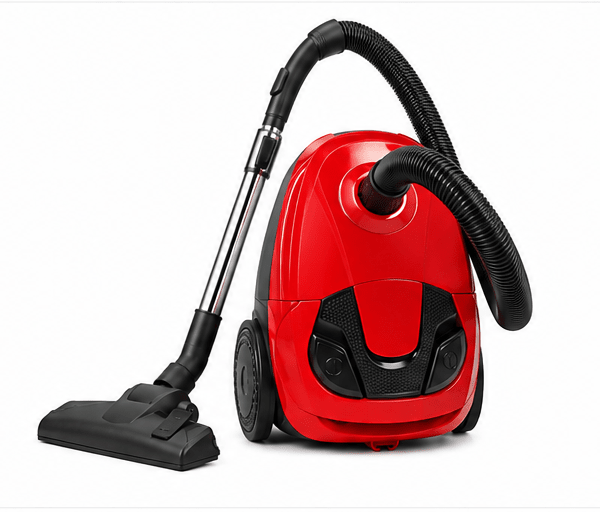 Red Canister Vacuum Cleaner with Hose, Telescopic Wand and Floor Nozzle
