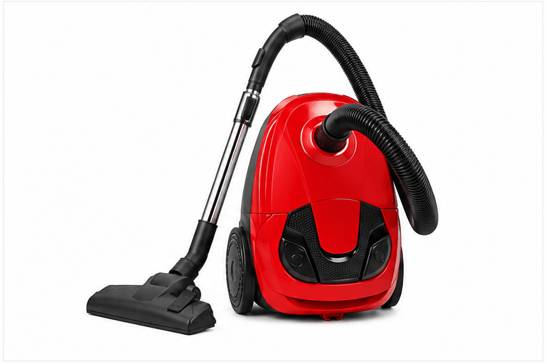 red-canister-vacuum-cleaner-with-hose-telescopic-wand-and-floor-nozzle-6936195 Red Canister Vacuum Cleaner with Hose, Telescopic Wand and Floor Nozzle - Image 1