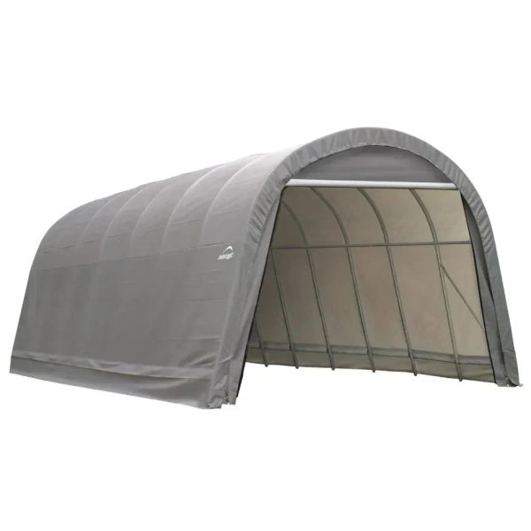 ShelterLogic 15 x 28 x 12 ft. Round Top Portable Garage Shelter, Gray - Prioka