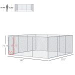 Silver Outdoor Dog Kennel Galvanized Chain Link Fence Heavy Duty Pet Run House Chicken Coop with Secure Lock Mesh Sidewalls for Backyard, Silver - Image 4
