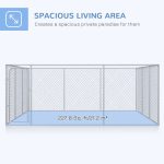 Silver Outdoor Dog Kennel Galvanized Chain Link Fence Heavy Duty Pet Run House Chicken Coop with Secure Lock Mesh Sidewalls for Backyard, Silver - Image 5