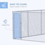 Silver Outdoor Dog Kennel Galvanized Chain Link Fence Heavy Duty Pet Run House Chicken Coop with Secure Lock Mesh Sidewalls for Backyard, Silver - Image 3