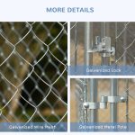 Silver Outdoor Dog Kennel Galvanized Chain Link Fence Heavy Duty Pet Run House Chicken Coop with Secure Lock Mesh Sidewalls for Backyard, Silver - Image 6