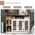 Small and Medium Dog Crate End Table with Extra Storage Space, Dog Crate Furniture with Large Tabletop, Pet Crate with Lockable Door, White - Image 3