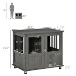 Stylish Dog Kennel, Wooden End Table Furniture with Cushion & Lockable Magnetic Doors, Small Size Pet Crate Indoor Animal Cage, Grey - Image 8