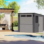 Suncast 8 ft. x 7 ft. Cabana Entertainment Resin Shed with Floor - Image 4
