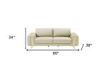 The Aldridge – Beige Italian Leather Sofa with Gold Legs - Image 3