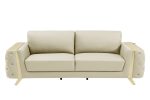 The Aldridge – Beige Italian Leather Sofa with Gold Legs - Image 2