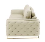 The Aldridge – Beige Italian Leather Sofa with Gold Legs - Image 8