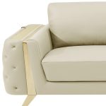 The Aldridge – Beige Italian Leather Sofa with Gold Legs - Image 6