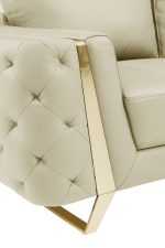The Aldridge – Beige Italian Leather Sofa with Gold Legs - Image 7