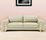The Aldridge – Beige Italian Leather Sofa with Gold Legs