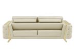 The Aldridge – Beige Italian Leather Sofa with Gold Legs - Image 9