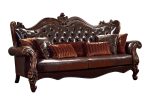 The Beaumont – Brown Faux Leather Sofa with Toss Pillows - Image 4