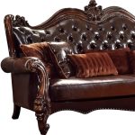 The Beaumont – Brown Faux Leather Sofa with Toss Pillows - Image 2