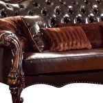 The Beaumont – Brown Faux Leather Sofa with Toss Pillows - Image 3