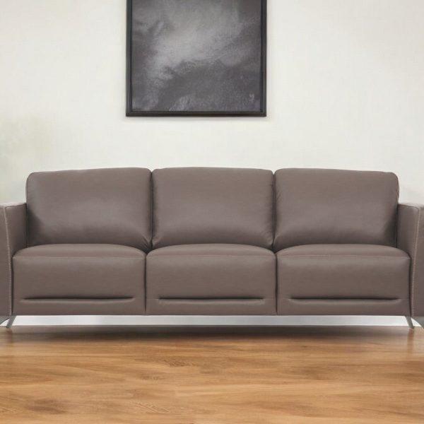 The Belmont – Taupe Leather Sofa with Black Legs
