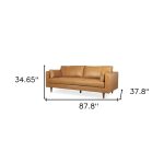 The Edisto – Tan Leather Sofa with Toss Pillows - Image 2