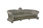 The Elowen – Bone Faux Leather Sofa with Toss Pillows & White Legs - Image 5
