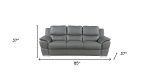 The Halston – 85" Gray Leather Sofa With Silver Legs - Image 4
