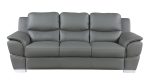 The Halston – 85" Gray Leather Sofa With Silver Legs - Image 3