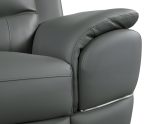 The Halston – 85" Gray Leather Sofa With Silver Legs - Image 6
