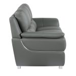 The Halston – 85" Gray Leather Sofa With Silver Legs - Image 7