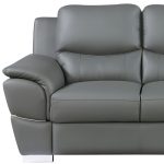 The Halston – 85" Gray Leather Sofa With Silver Legs - Image 5