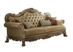The Kensington – Bone Faux Leather Sofa with Toss Pillows - Image 3