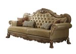The Kensington – Bone Faux Leather Sofa with Toss Pillows - Image 4