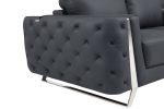 The Langford – Gray Italian Leather Sofa with Silver Legs - Image 3