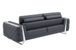The Langford – Gray Italian Leather Sofa with Silver Legs - Image 6