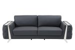 The Langford – Gray Italian Leather Sofa with Silver Legs - Image 9