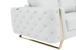 The Monroe – White Italian Leather Sofa with Gold Legs - Image 2