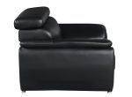 The Nightfall – Black Genuine Leather Sofa with Silver Legs - Image 3