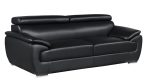 The Nightfall – Black Genuine Leather Sofa with Silver Legs - Image 2