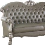 The Oryndal – 96" Bone Faux Leather Sofa with Toss Pillows & White Legs - Image 3