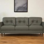 The Rowan – Green Leather Sofa with Black Legs
