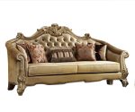 The Versailles – Bone Faux Leather Sofa with Gold Legs - Image 2