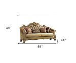 The Versailles – Bone Faux Leather Sofa with Gold Legs - Image 3