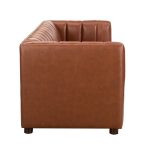 Ulysses Genuine Leather Sofa – Brown Channel-Tufted Luxury Sofa - Image 4